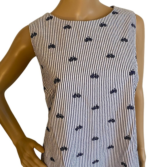 CYNTHIA ROWLEY  | BICYCLE & STRIPES SLEEVELESS SHIFT DRESS  SZ 8 - Picture 7 of 16